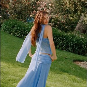 Reformation Light Blue Maxi Skirt and Top Set